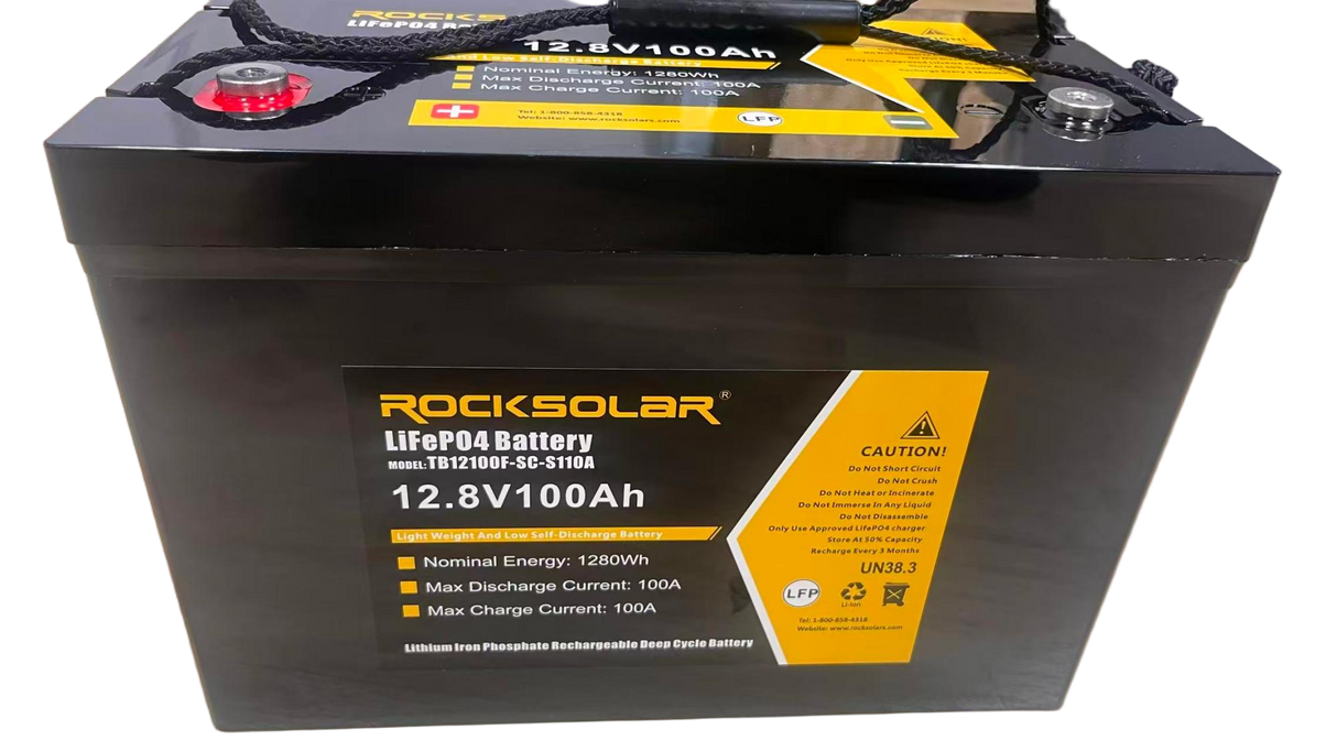 ROCKSOLAR 12.8V 100Ah Deep Cycle Lithium Battery (LIFEPO4)