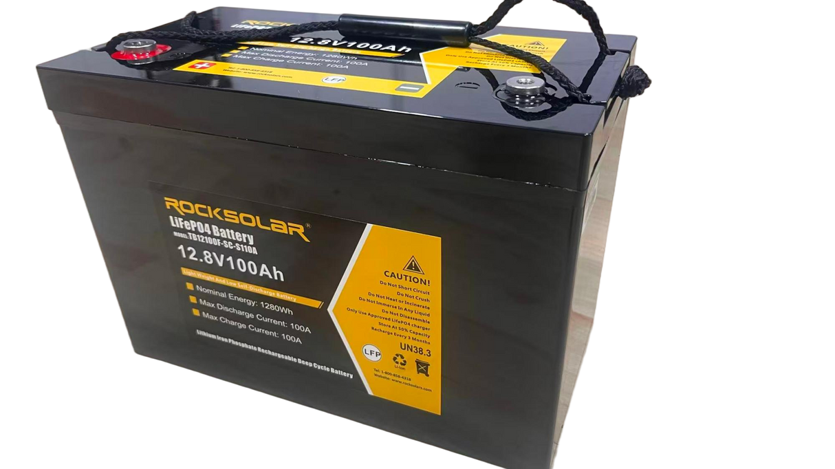 ROCKSOLAR 12.8V 100Ah Deep Cycle Lithium Battery (LIFEPO4)