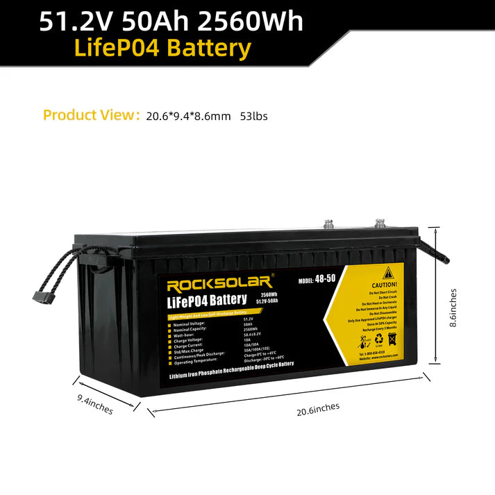 dimension of lifepo4 battery 48v​